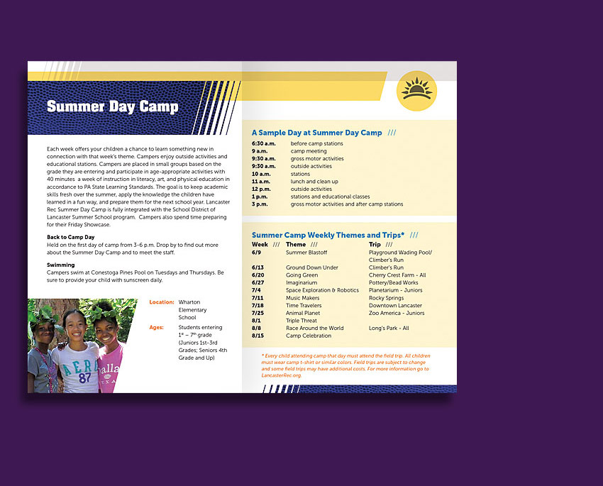 Lancaster Rec camp brochure
